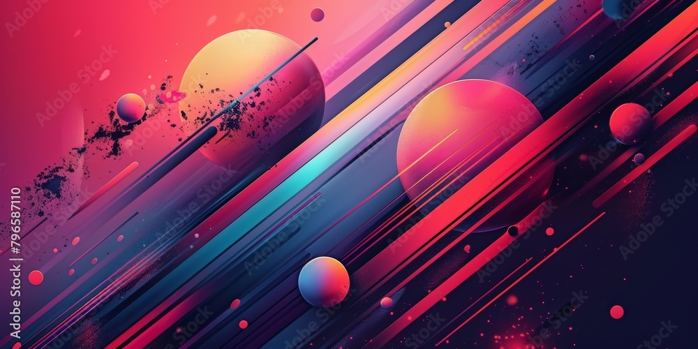 Canvas Prints a colorful space background with two planets and a lot of stars