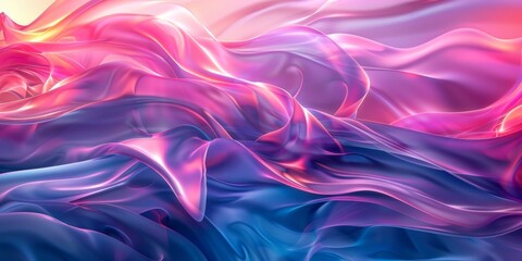 A colorful, flowing piece of fabric with a blue and pink hue