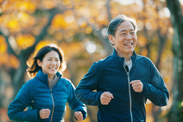 Middle-aged Couple Jogging