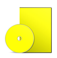 DVD box blank template yellow for presentation layouts and design. 3D rendering.