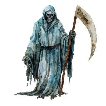 grim reaper vector illustration in watercolor style