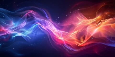 A colorful, swirling line of light with a blue and red section