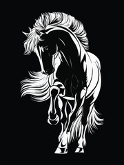A mesmerizing ink horse art  that masterful vector art