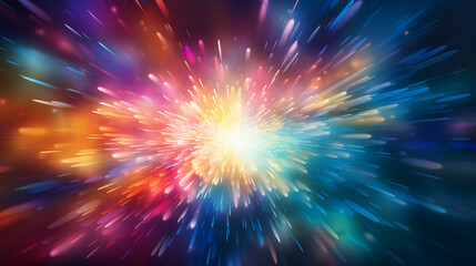 Naklejka premium Vibrant Space Burst with Luminous Trails