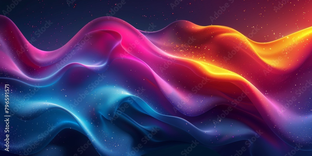 Poster a colorful wave of light with a blue and red stripe
