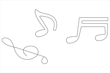 Vector illustration of continuous one line drawing set of musical notes