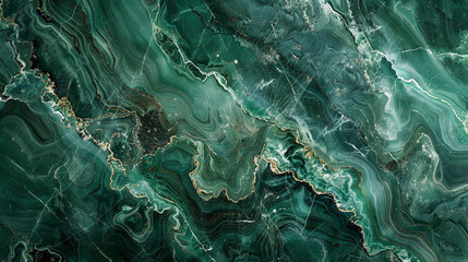 Dark green marble with hints of emerald and jade, evoking nature's beauty. - obrazy, fototapety, plakaty