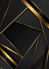 Luxurious Black and Gold Geometric Background with Sharp Angles