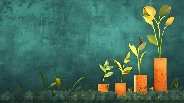 Handdrawn chart showing upward trend and plant growth, business development metaphor