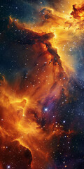 Cosmic Cascade Capturing the Dance of Stars and Nebulae