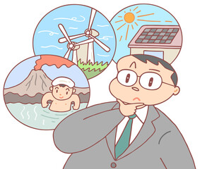 エネルギー問題のイラスト - 再生可能エネルギー・自然エネルギー