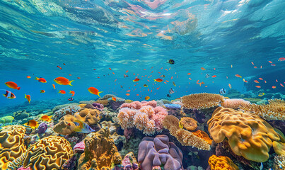 underwater coral reefs with fish