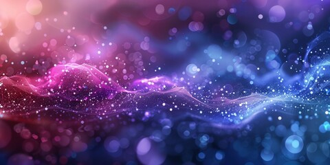 A colorful, swirling background with purple, blue, and pink tones