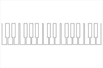 Vector illustration of continuous one line drawing piano keyboard outline symbol