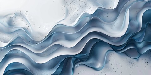 The image is a blue and white abstract painting of a wave