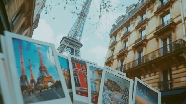collection of polaroid photos from an french paris vacation, 16:9