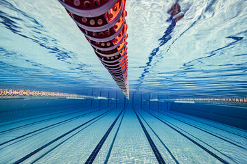 Sport & Recreation: Olympic Swimming pool under water background.