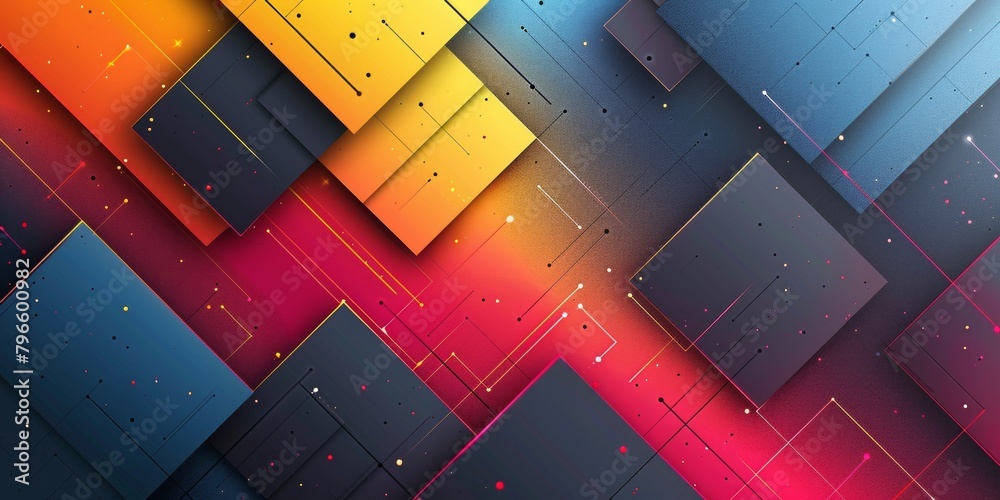 Wall mural a colorful background with squares and lines