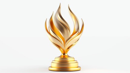 Luxury golden award trophy on white background.