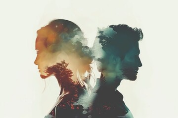 A couple silhouette double exposure background , in marriage clash, Navigating Marriage Tensions on the Brink of Separation