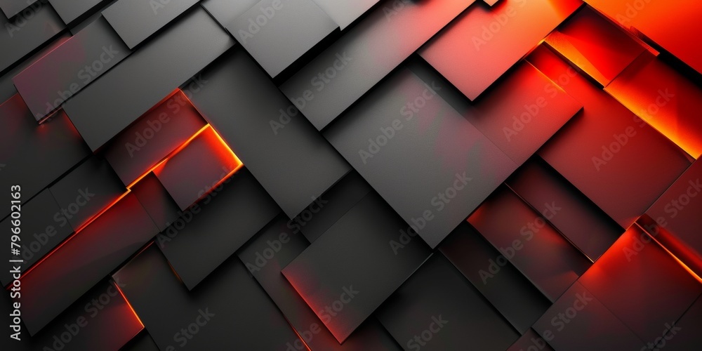 Wall mural a black and red background with squares of different sizes