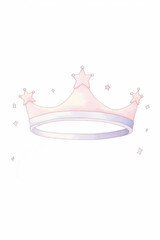 Watercolor illustration of a cute, whimsical crown adorned with tiny, sparkling gems, styled as clipart, radiating charm and royalty, isolated on a white background