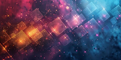 A colorful background with many small squares and stars
