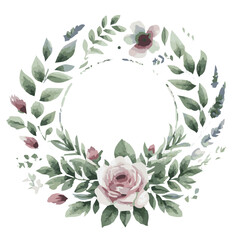 Watercolor floral set of green leaves, greenery, branches, twigs isolated on transparent background