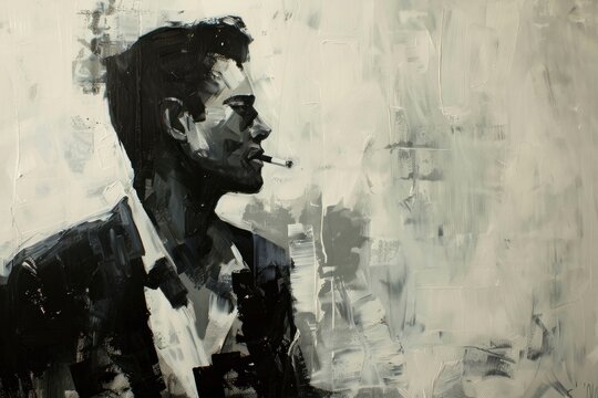 A guy business with a cigarette painting art photography.