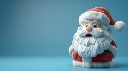 A festive Santa Claus icon featuring a jolly Santa face on a vibrant blue background. modern illustration cartoon icon.
