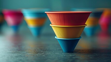 3d render of a funnel made of different colored materials