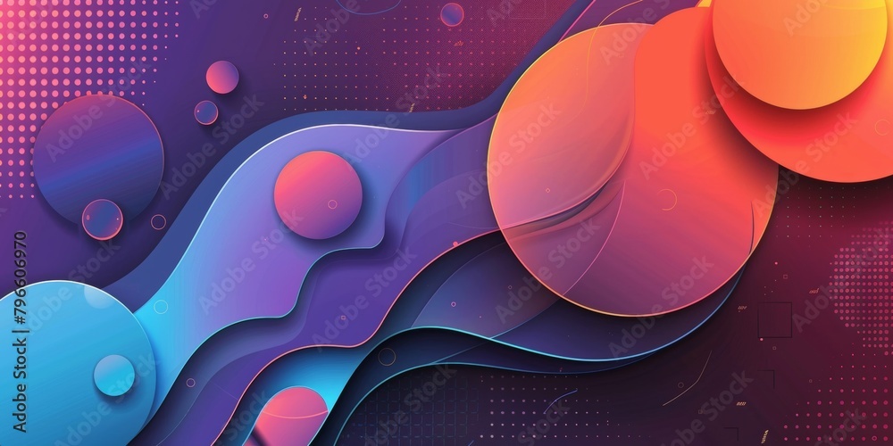 Wall mural a colorful background with many circles and a wave