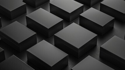 Obraz premium 3D rendering of black boxes on a black background