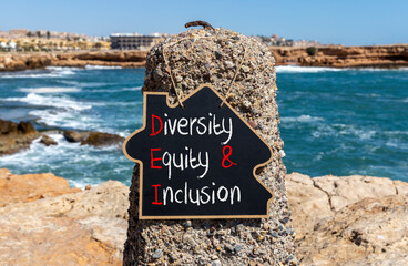 DEI diversity equity and inclusion symbol. Concept words DEI diversity equity and inclusion on...