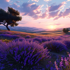 huge purple lavender fields, ai-generatet