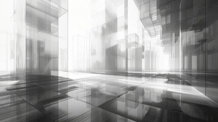 A 3D rendering of a futuristic city made of glass and steel.