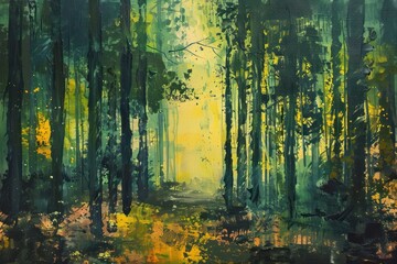 Forest painting art vegetation.