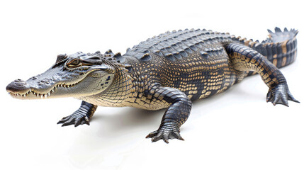 Fototapeta premium A saltwater crocodile on white background with clipping path