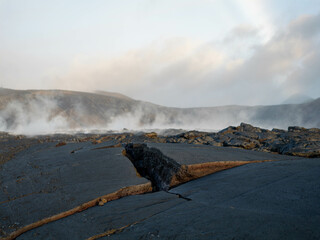 vulkan, lava, asche, ascheregen, lava, magma, island, berg, himmel, landschaft, cloud, natur, berg,...