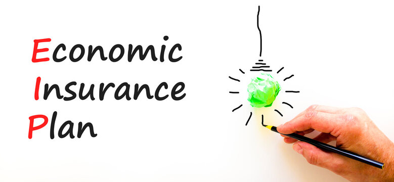 EIP economic insurance plan symbol. Concept words EIP economic insurance plan on beautiful white paper. Beautiful white background. Business EIP economic insurance plan concept. Copy space.