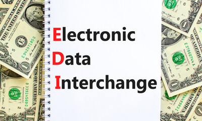 EDI electronic data interchange symbol. Concept words EDI electronic data interchange on white...