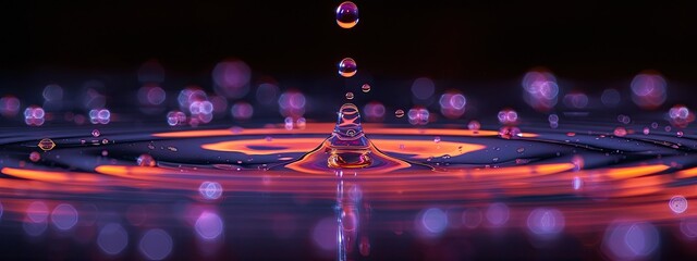 Vibrant Red Purple Water Droplet on Black Background