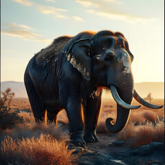 Large herds of mammoths migrate , ai-generatet