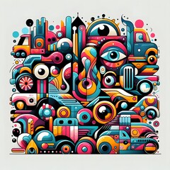 Obraz premium Vibrant Abstract Vehicles Colorful and Creative Transportation Concepts