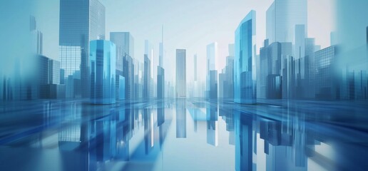Fototapeta na wymiar abstract background with glass buildings and skyscrapers, cityscape with a blue color gradient