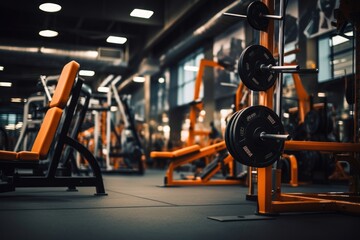 Naklejka premium Gym equipment fitness sports determination.