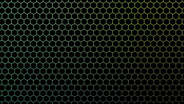 Colorful hexagon animated background. 4k seamless loop animation. Abstract hexagonal background for hypnosis or meditation. Funky holographic backdrop.