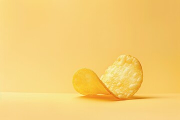 fried baked potato chip isolated on yellow background