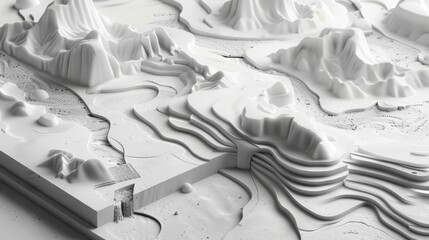 A greyscale image of a terrain made of smooth, rolling hills.