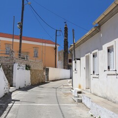 Village in Greece - Krini in Corfu. Tourist attractions in Greece. Greek island.